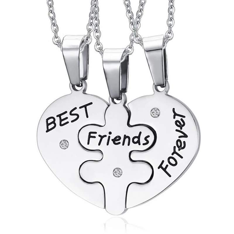 Модный комплект из 3 предметов: колье с надписью Best Friend Forever разбитым сердцем и