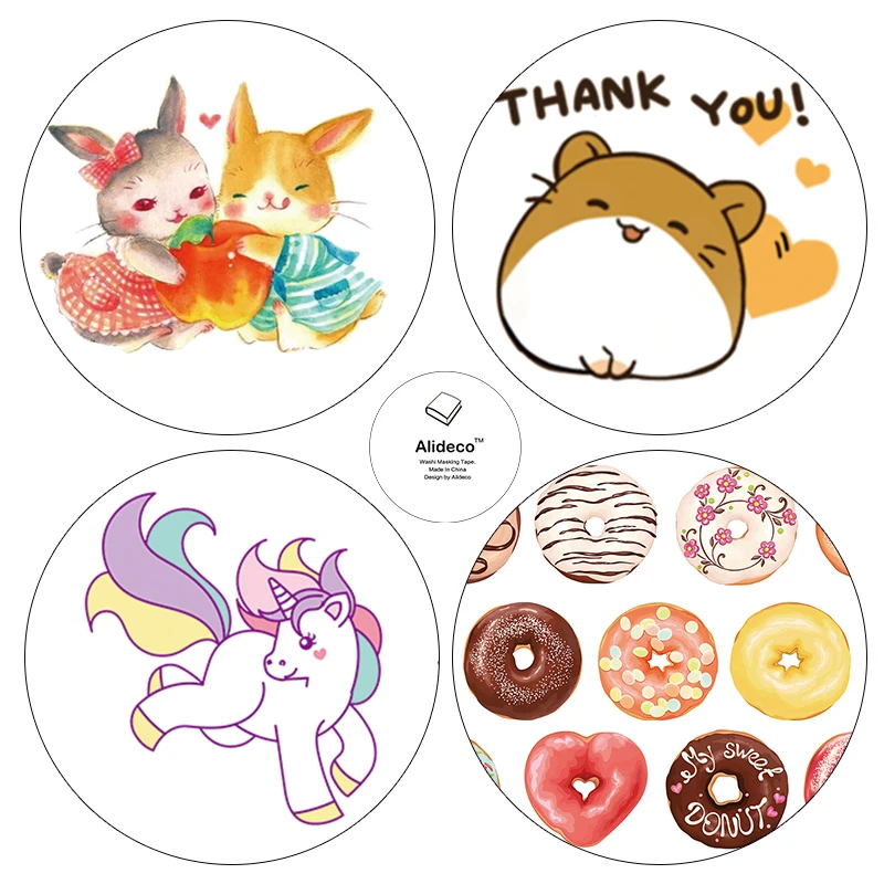 

Alideco DIY Japanese Paper Washi Tapes Animals Donuts Masking Tapes Decoration Adhesive Tapes stickers stationery 1.5cm*10m