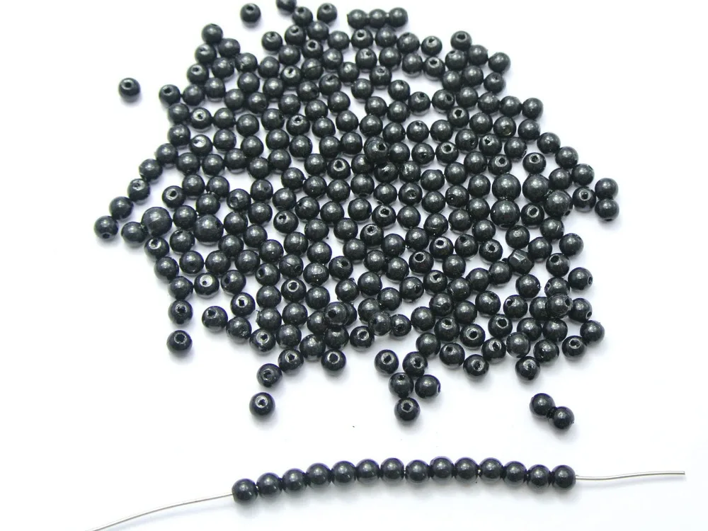 2000 Pcs 4mm Faux Pearl Round Beads Black Imitation Pearl in Garment