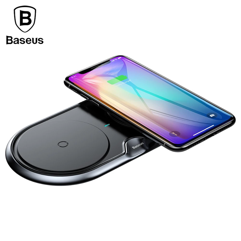 

Baseus 10W Dual Seat Qi Wireless Charger For iPhone X 8 Samsung S9 S8 Note 8 Fast Charging Wireless Charging pad Desktop Charger