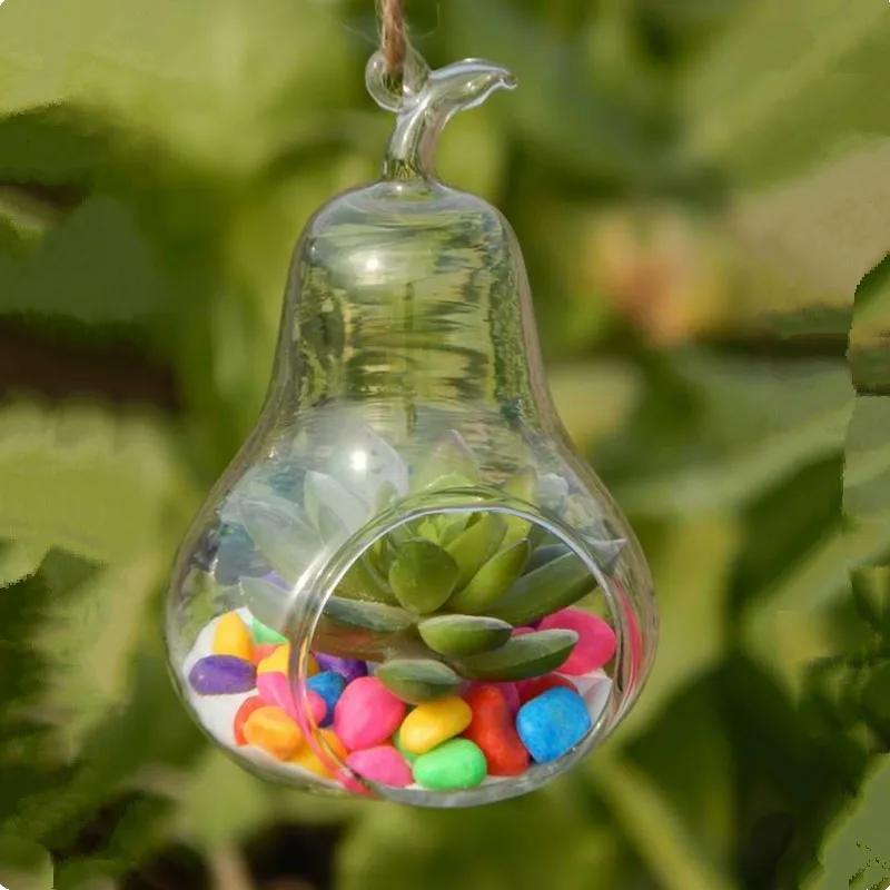 Fruit Series Hanging Glass Terrarium Vase Pear Apple Shaped Airplant