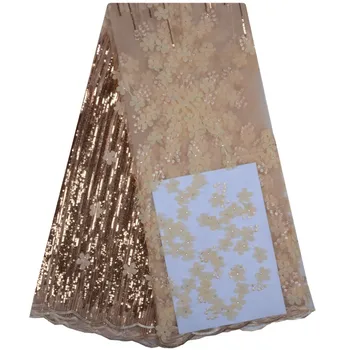 

New African Laces Fabric 201Embroidered African Guipure French Lace Fabric With Sequins 2018 African French Net Lace Fabric 1098