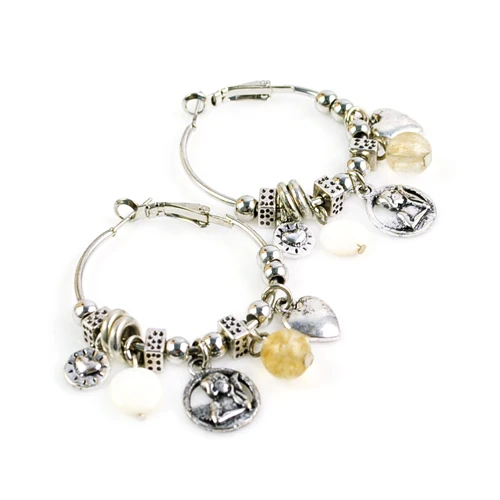 

Women vintage national bohemian style drop charms hoop earring ,er-555