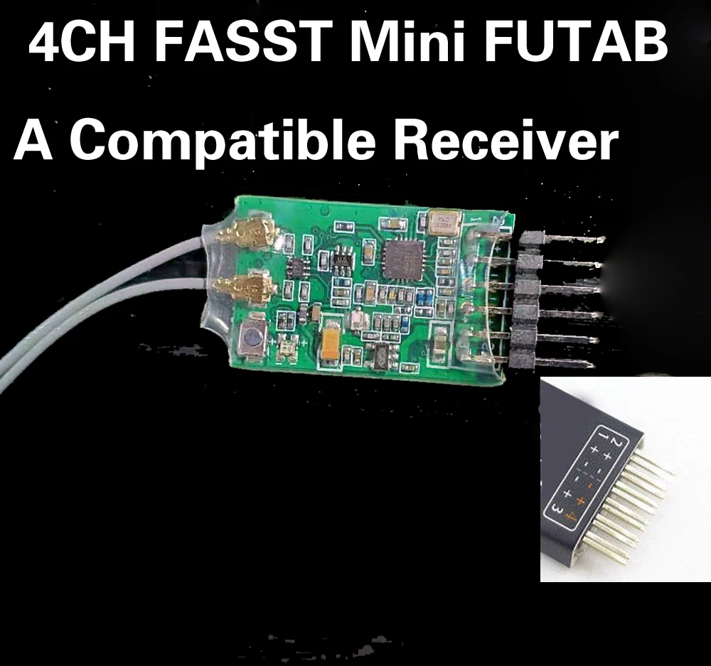 

FT4R 2.4G 4CH Receiver For Futaba FASST Compatible Horizontal Connectors Hot