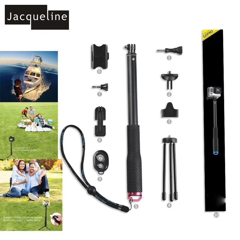 

Jacqueline for Bluetooth Accessories Tripod Mount Selfie Stick Monopod for Gopro Hero 5 4/3+/3/2 for SJCAM for yi/Cellphone/DRSL