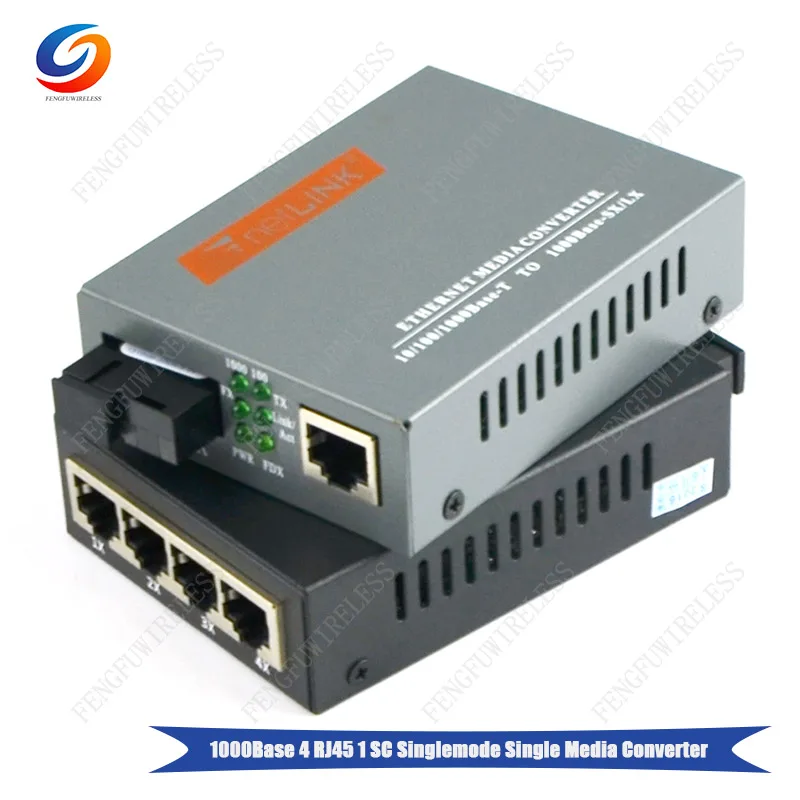 

1 Pair 1000mbps Media Converter 4 RJ45 1 SC Singlemode Single Fiber and Gigabit 1 RJ45 1 SC Singlemode Single Fiber