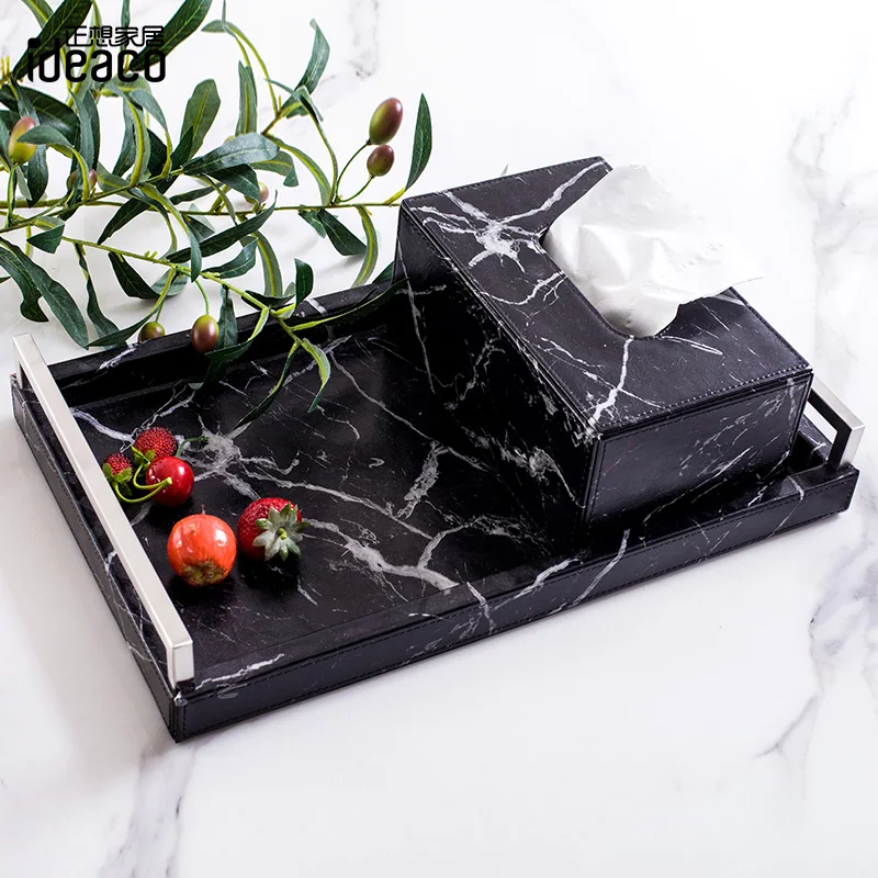 Кухонный аксессуар подставка для салфеток с мраморным рисунком кожаная коробка