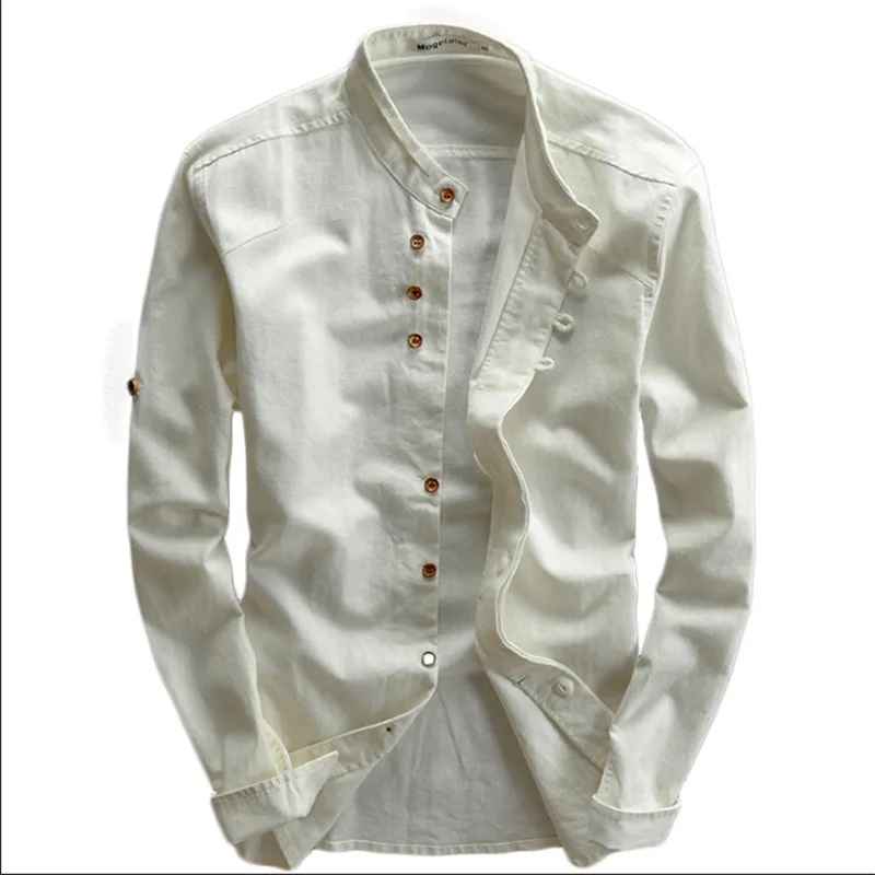 Man Summer Linen Long Sleeve Shirt Chinese Style Vintage Fashion Male Shirts For Man Autumn Spring Summer Ws994 