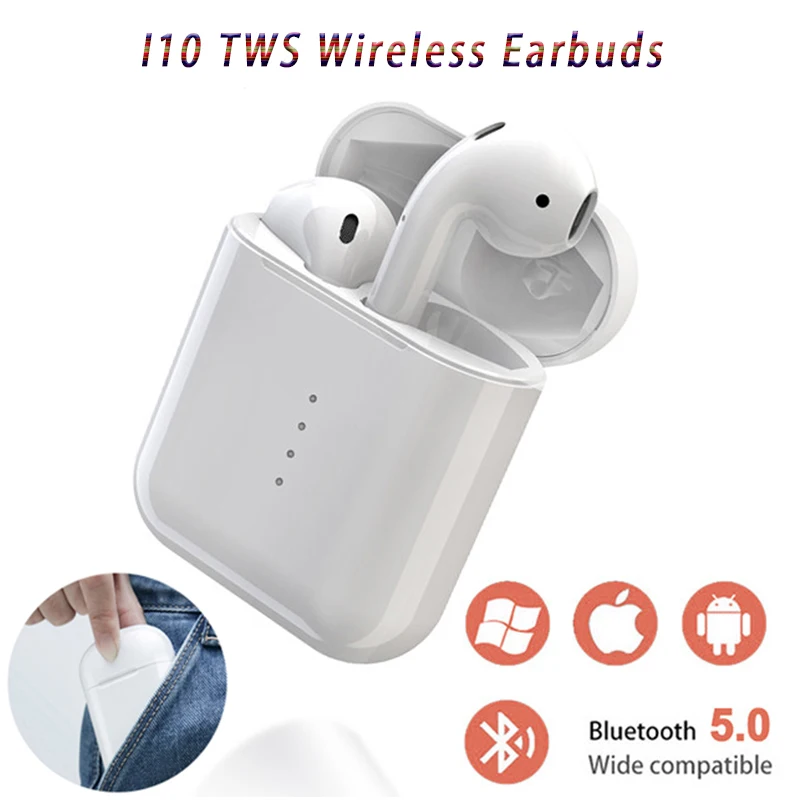 

i10 TWS Bluetooth V5.0 Earphones Touch Binaural Earbuds Stereo In-ear Earphone With 300 mah Charging base for all Smart Phones