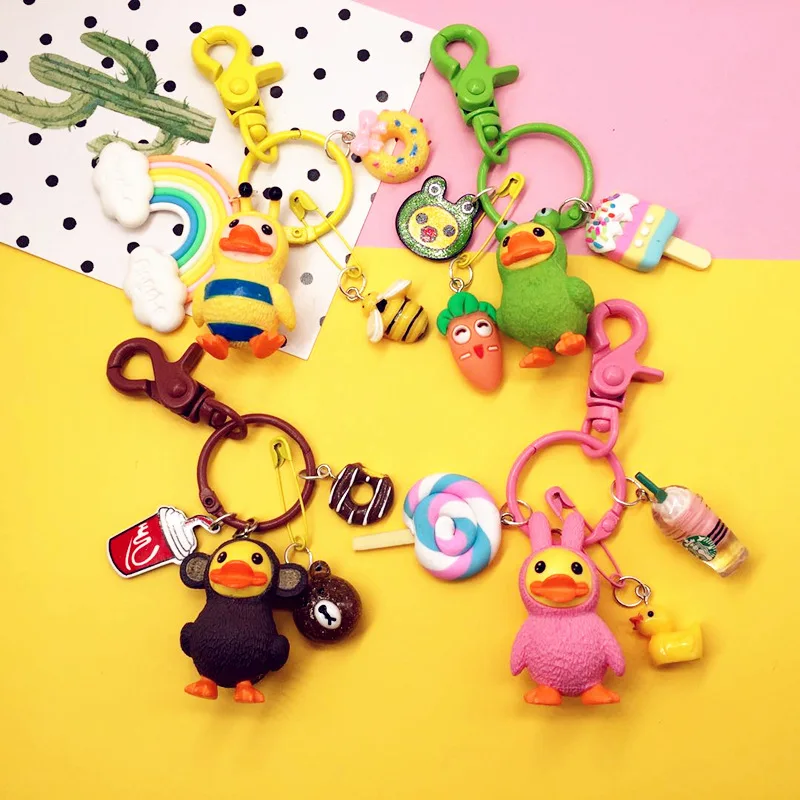 

Fashion Little Yellow Duck Keychain 4 Styles Keyring Purse Bag Buckle HandBag Pendant For Car Key Chain Holder Women