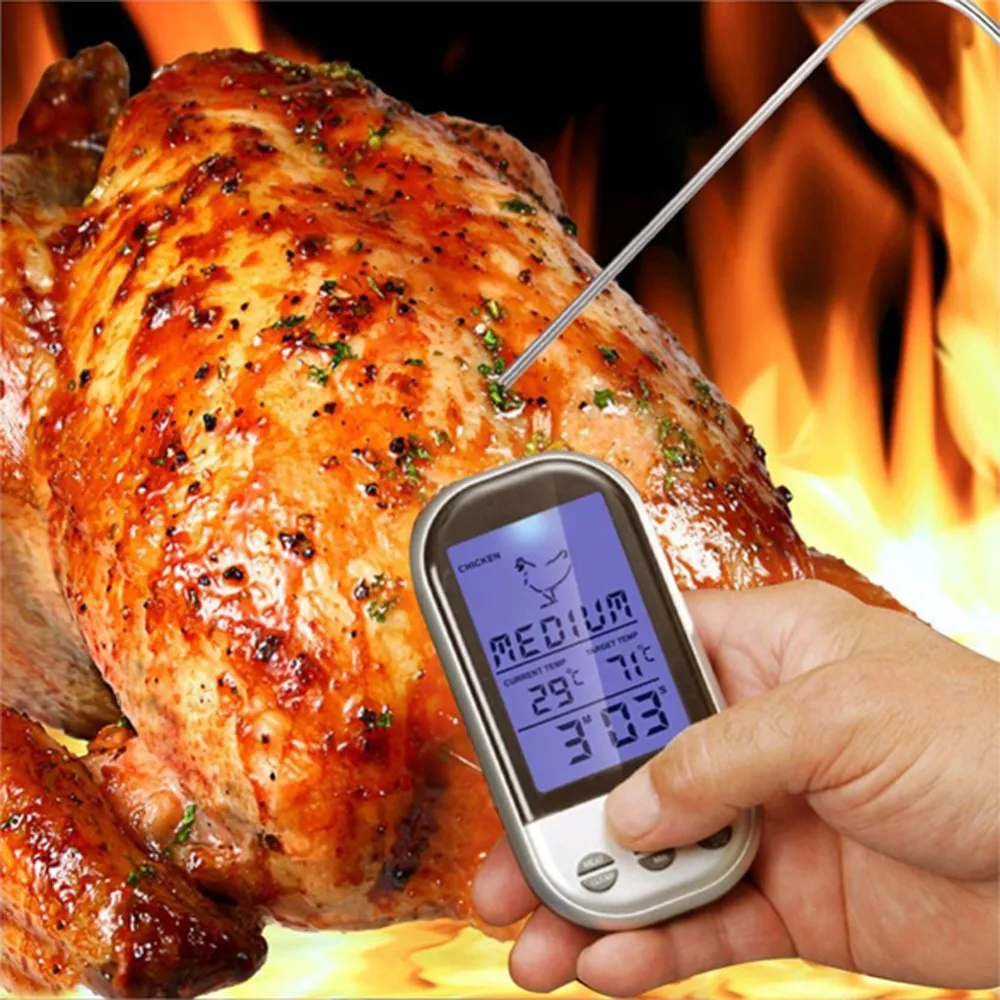 Беспроводной удаленный цифровой Кухня термометр для Принадлежности для шашлыков гриль Мясо Духовка Пособия по кулинарии ЖК-дисплей