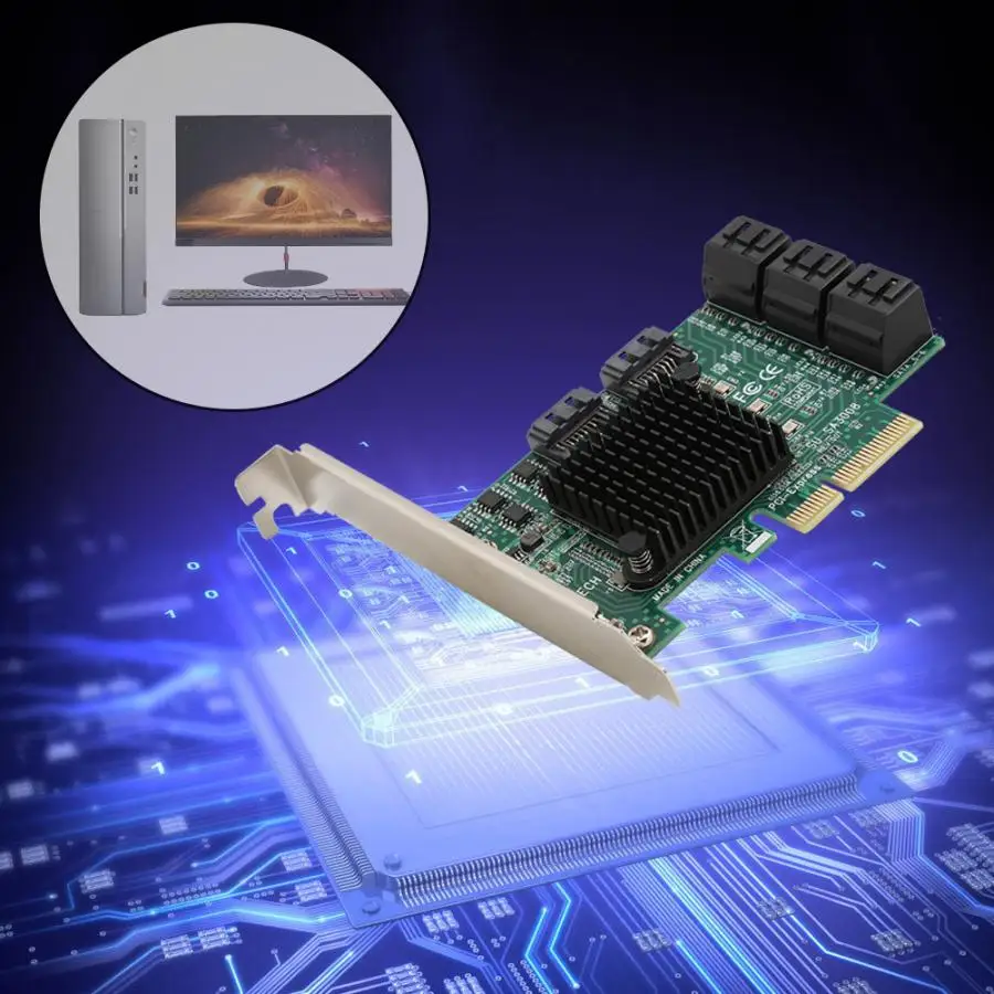 

SA3008 Desktop PCI-E to SATA3.0 8-port Expansion Card Adapter Card 6Gbps