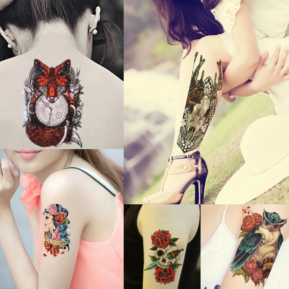072 30 De Réduction1 Feuille Temporaire Tatouage Ancre étoile Oiseau Fleur Boussole Conception Hb573 Femmes Hommes Corps Jambe Arrière Bras Art