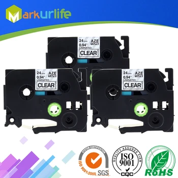 

3 pcs/lot 24mm*8m Tze 151 Tze151 Black on Clear Laminated Compatible P touch 24mm tze-151 Label Tape Cartridge tz151 tze-151