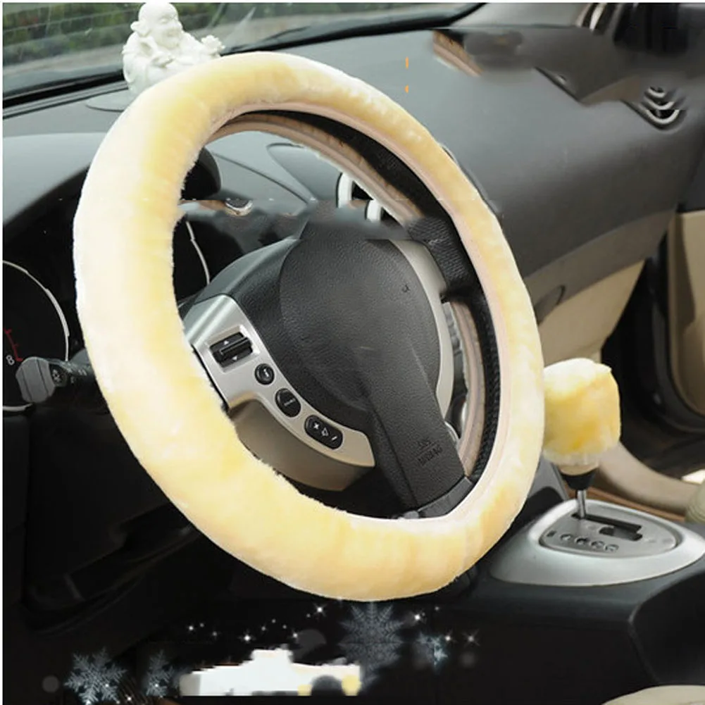 Soft Warm Plush Car Steering Wheel Cover Universal Auto Car Styling