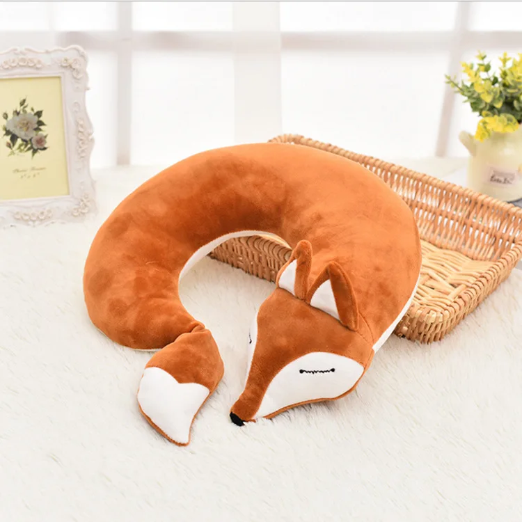 30*30*8 см милый хлопок лиса животное плюшевая u-образная Подушка с защитой для шеи сон в путешествиях для ухода за ребенком дети взрослые автокресла - Цвет: Brown fox