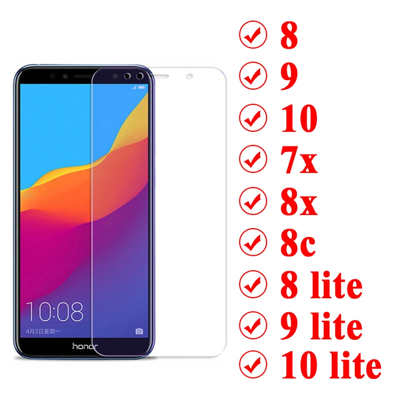 Для huawei Honor 7X Стекло на 10 Экран протектор 8C 8X9 8 Lite защитный Honer C8 X8 X7 7 C X свет