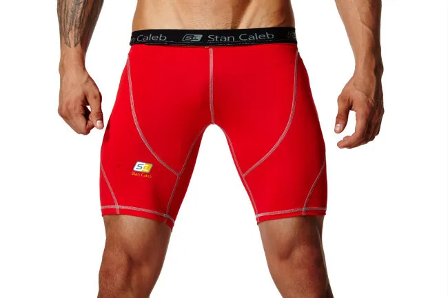 Высокое качество фитнес тренировки шестерни спортивные мужские шорты Боксеры pro усиленное сжатие спортивные шорты Баскетбол Бег Короткие - Цвет: Красный