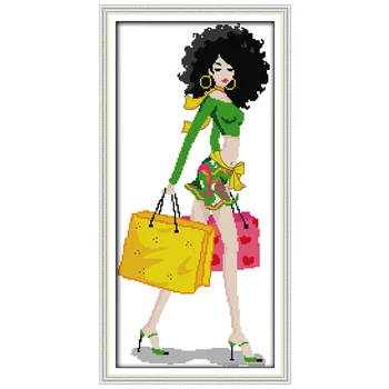 

Return from Shopping Counted Cross Stitch DIY 11 14CT Cross Stitch Set Cross-stitch Kits Embroidery Needlework