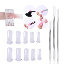 Quick Building Mold Tips Vinger Extension Nail Dual Forms Nail Tips Clip Cream Mix Spatel Stok Nail Art Tool