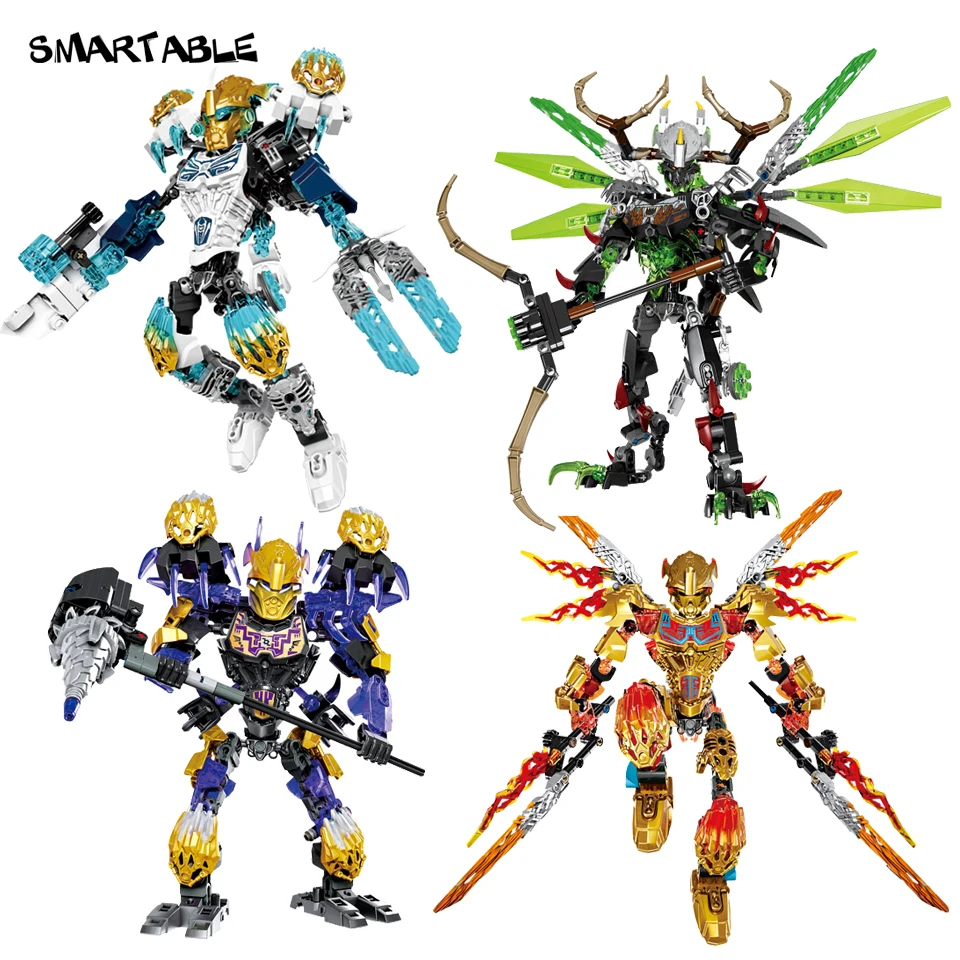Smartable BIONICLE 4pcs/set Tahu Ikir Umarak Uxar Kopaka Melum Onua Terak Figure Block Toy Set Compatible All Brands BIONICLE|Blocks| - AliExpress
