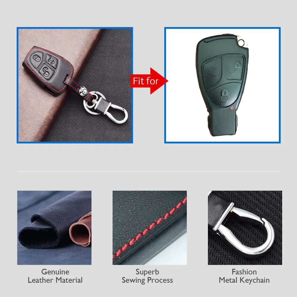 2 Mercedes Benz B C E ML S CLK CL Classe leather car key case cover