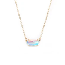 Новая мода маленький овальный граненый дихроический кристалл камень кулон ожерелье для женщин