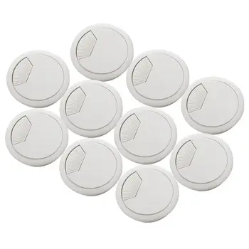 

10 Pcs Home Office Desk Table Computer 60mm Cable Cord Grommet Hole Gray