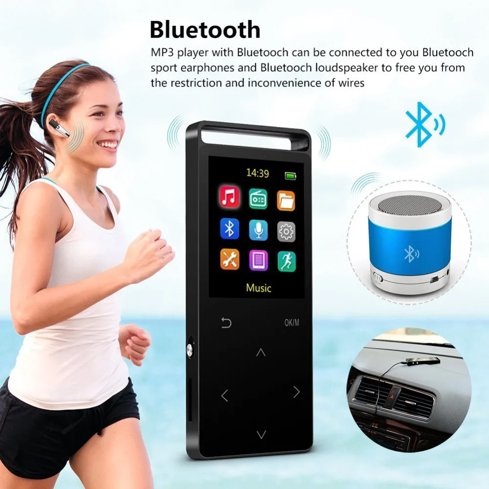 CHENFEC C01, металлический MP3 плеер, Bluetooth, 16 ГБ, музыкальный плеер, спортивный MP3, FM рекордер, FM видео, аудио, воспроизведение, Рождественский MP3, подарок, повязка на руку