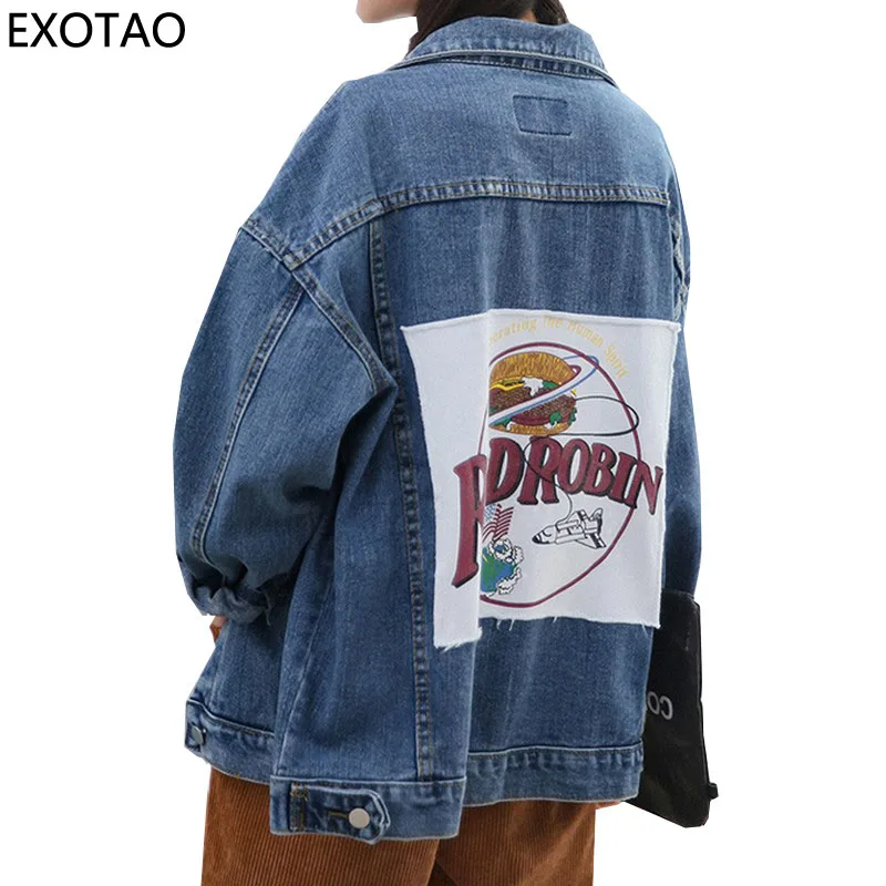 EXOTAO Disegni di Patch Lettera Giubbotti jeans Delle Donne di Grandi  Dimensioni Jeans Abrigos Manica Lunga Cappotti Caldi Casual Lavato Manteau  Jaquetas|denim jacket women|designer jackets womenjacket women - AliExpress