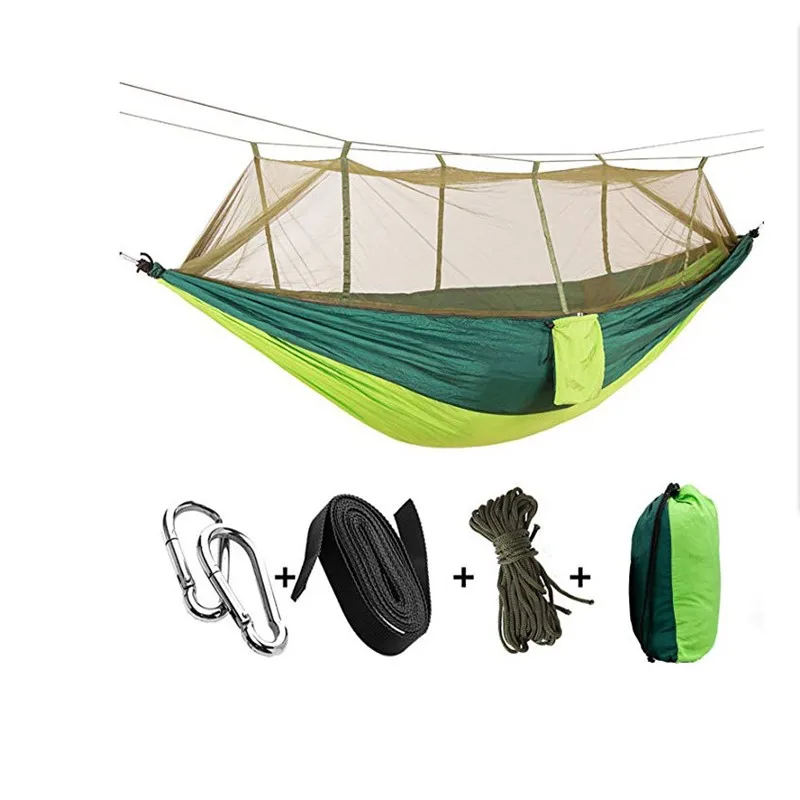 

1-2 PersonOutdoor Camping Hammock with Mosquito Net High Strength Parachute Fabric Hanging Bed Hunting Sleeping Swing