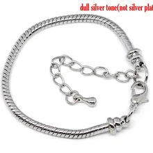 Doreenbeads серебристый цвет застежка-молния змея цепи браслеты подходят Европейский Шарм 16 см для детей/детей, 4 шт