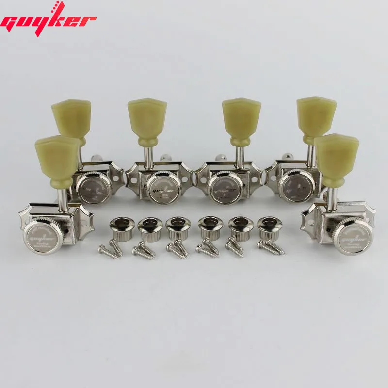 

1 Set GUYKER 3R3L Locking String Vintage Deluxe Electric Guitar Machine Heads Tuners Nickel /Chrome Tuning Pegs