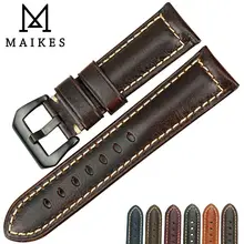 MAIKES Nouveau design vintage vache bande de montre en cuir 22mm 24mm 26mm montre accessoires brun bandes de montre pour Panerai montre bracelet