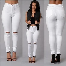 Женские джинсы, модные, новые, стильные, сексуальные, с дырками, обтягивающие, длинные, тонкие, до колена, хлопковые, с дырками, узкие брюки