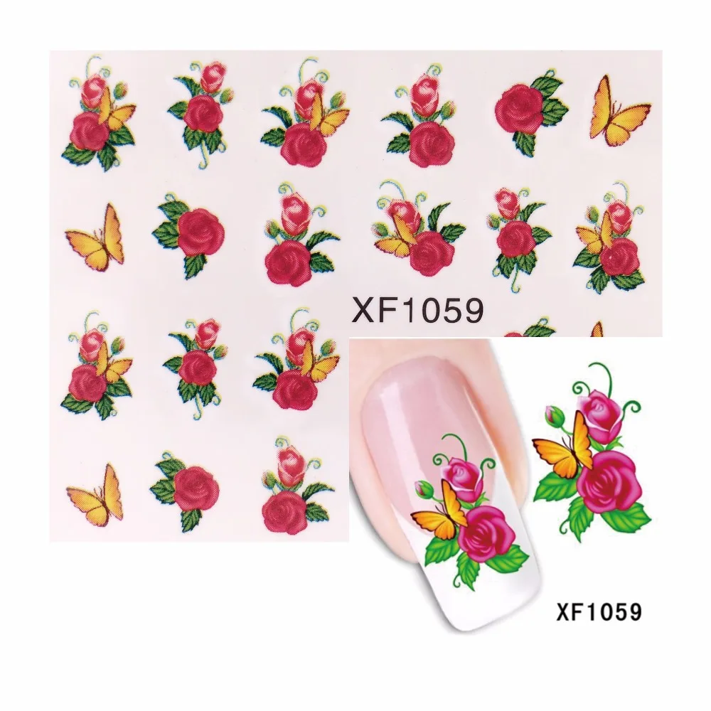 

FWC Nail Art Water Decals Transfer Sticker Charming Fantastic Flower Pattern Manicure Decor Tools