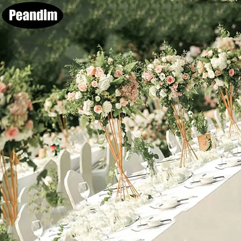

Peandim Flowers Rack DIY Vases Gold Flowers Holder 50cm Tall Road Lead Wedding Table Centerpiece For Party Home Decoration