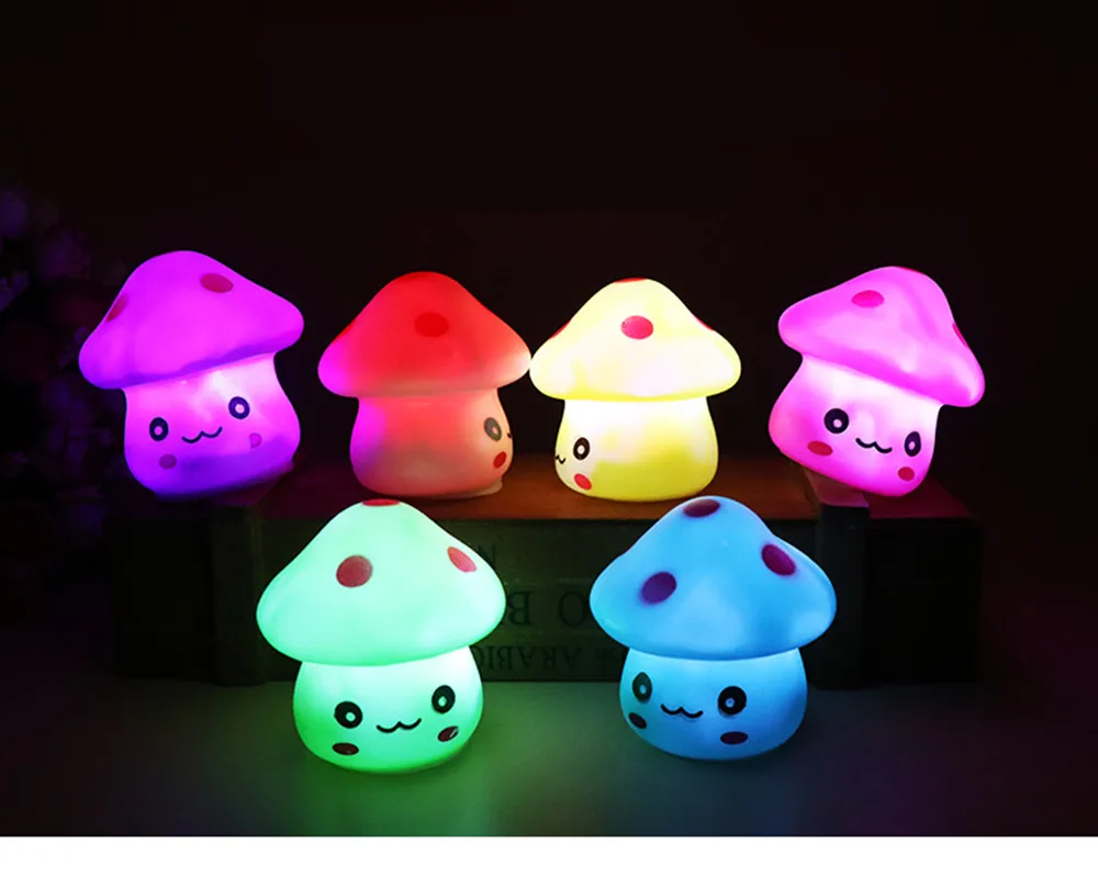 SuperNight Cute Cartoon Mushroom LED Night Light Colorful Gradient Bedroom Bedside Night Lamp for Children Kids Baby Toy Gift (17)
