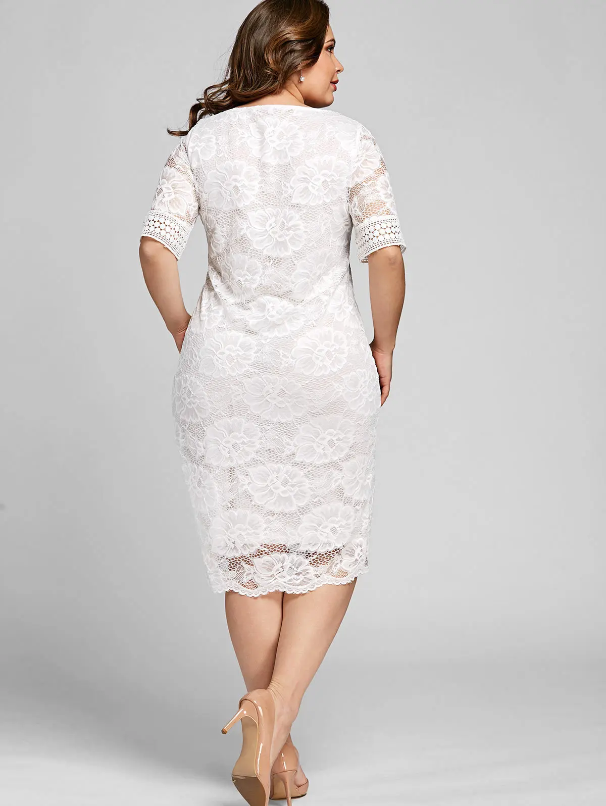 XL-5XL осень плюс размер кружевное платье выдалбливают женские элегантные V шеи офисное облегающее платье женский сексуальный большой размер вечерние платья