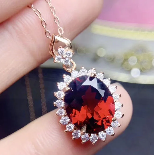 Натуральный настоящий кулон ожерелья из граната 5ct драгоценный камень натуральный настоящий Гранат 925 стерлингового серебра ювелирные украшения# SB19011801