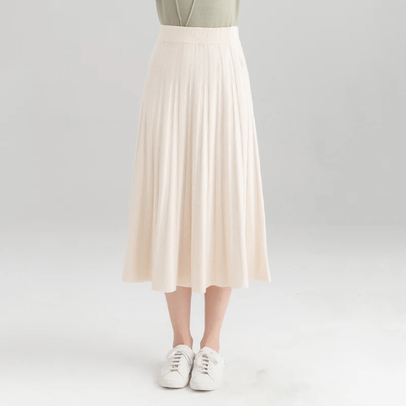 Однотонная трикотажная юбка женская плиссированная юбка с эластичной резинкой на талии осенне-зимние юбки для вечеринок