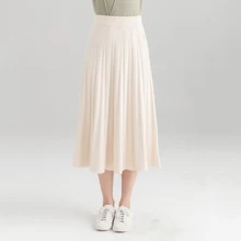 Однотонная трикотажная юбка женская плиссированная юбка с эластичной резинкой на талии осенне-зимние юбки для вечеринок