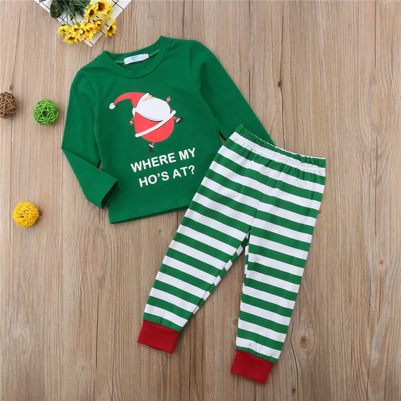 Emmababy Рождественская модная детская Одежда Рождественская Пижама комплект Семья подходящая друг к другу одежда Хлопковая пижама ночная рубашка; одежда для сна зеленый - Цвет: baby set