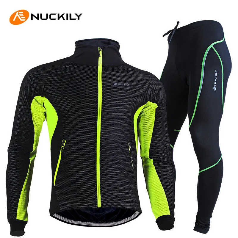 NUCKILY Winter Cycling Clothing Fleece Thermal Windproof Sleeve Jersey