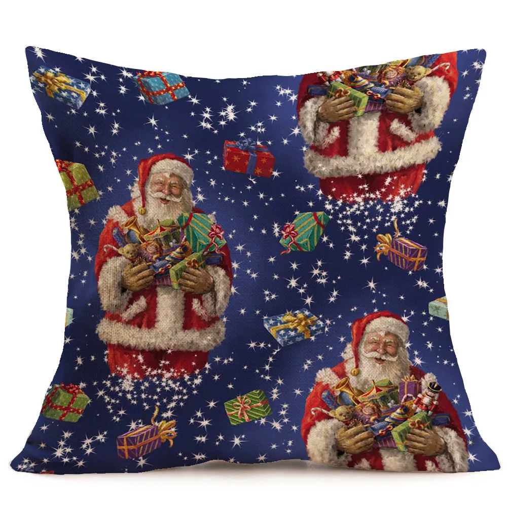 Синий Рождественский чехол для подушки, Наволочки для снежной подушки 45X45 см, декоративный чехол для подушки из полиэстера, наволочка almohada poszewka