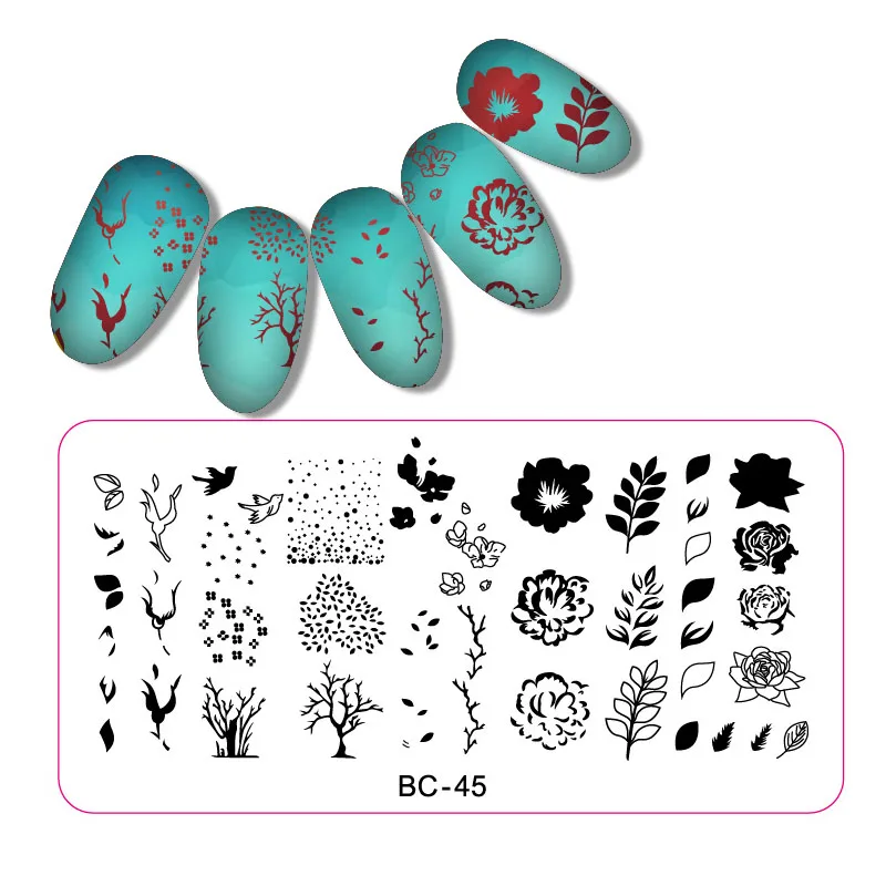 12 Дизайнов на выбор, 1 шт., Цветочная геометрия, животные, природа, серия, сделай сам, для маникюра, штамповка, пластина для украшения ногтей - Цвет: BC45