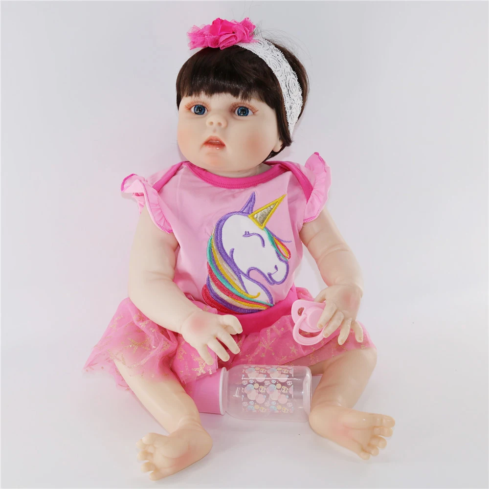 

23inch 57cm Full Body Silicone Reborn Baby Girl Dolls Reborn Can Bath Bebes Reborn Babies Dolls for Children Juguetes bonecas