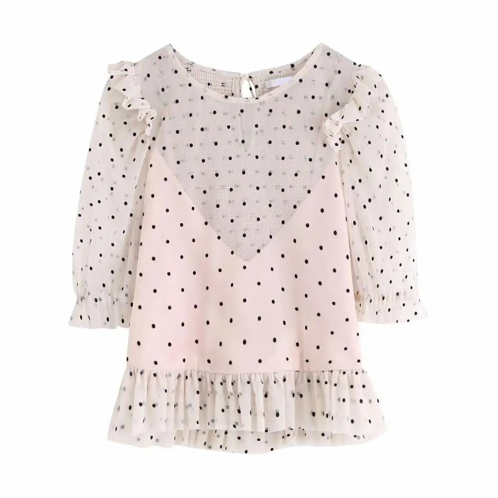 Женская модная сексуальная блузка с сеткой Повседневная Клубная длинным рукавом