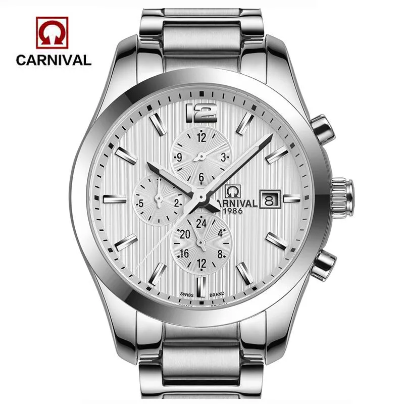 Carnival Top Brand Luxury Automatic Watch Men Stainless Steel Business Mechanical Watches Waterproof Male Clock relogios masculi Carnival Top Brand Luxury Automatic Watch Men Stainless Steel Business Mechanical Watches Waterproof Male Clock relogios masculi