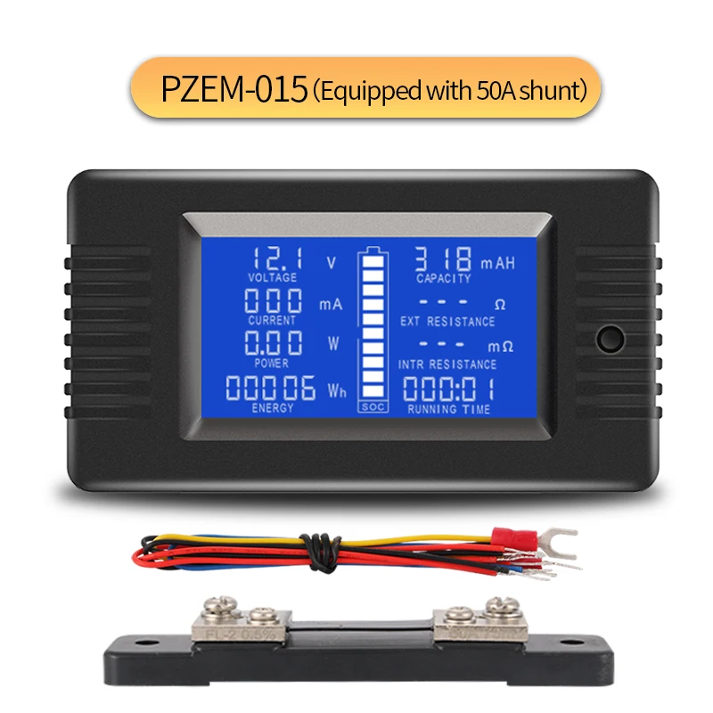 

PZEM-015 0-200v 0-300A Car Battery Capacity Tester Power Energy Impedance Resistance Digital Ammeter Voltmeter Energy Meter